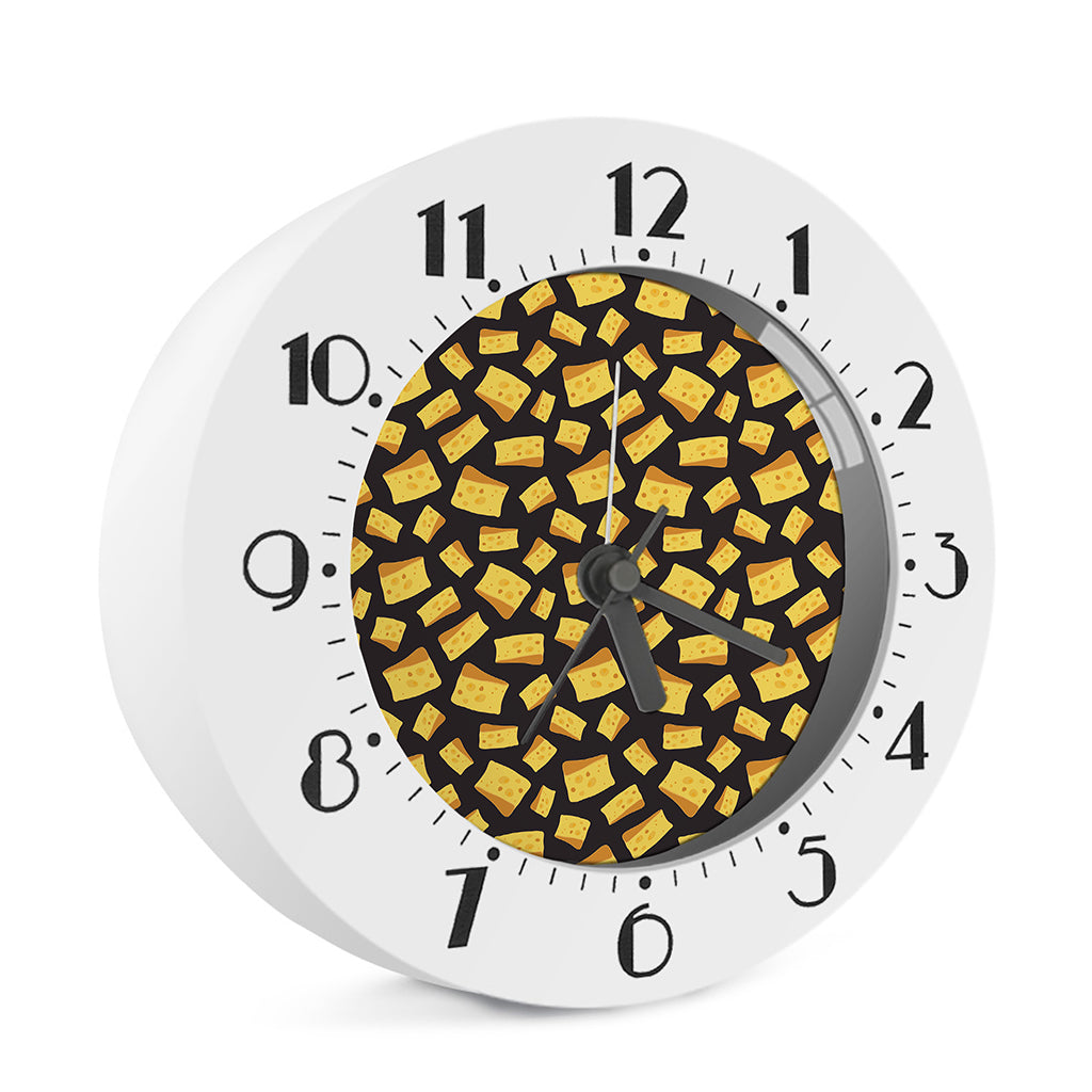 Black Cheese And Holes Pattern Print Alarm Clock