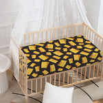 Black Cheese And Holes Pattern Print Baby Crib Sheet