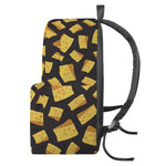 Black Cheese And Holes Pattern Print Backpack