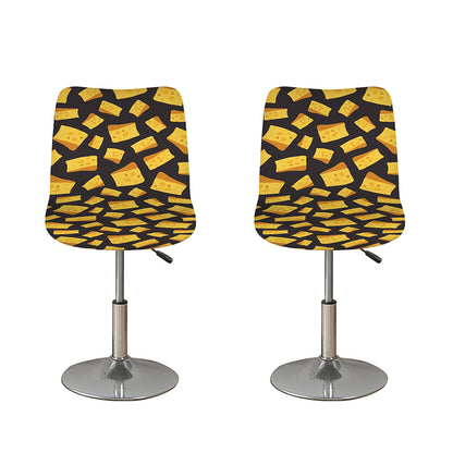 Black Cheese And Holes Pattern Print Bar Stool Covers