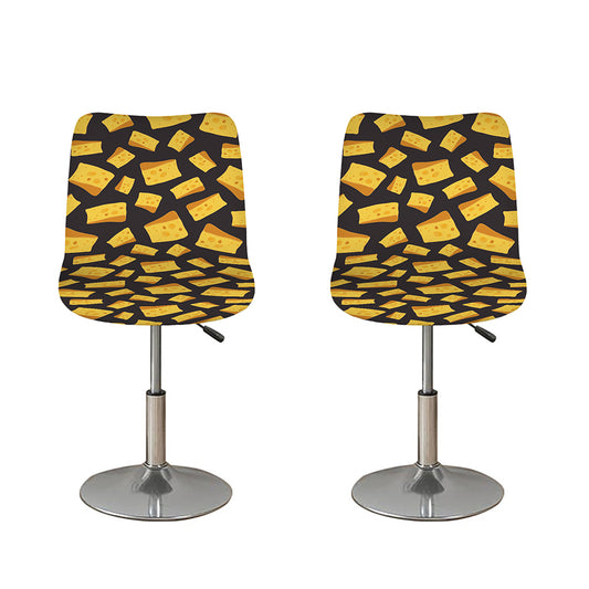 Black Cheese And Holes Pattern Print Bar Stool Covers