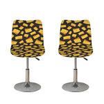 Black Cheese And Holes Pattern Print Bar Stool Covers