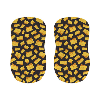 Black Cheese And Holes Pattern Print Bar Stool Covers