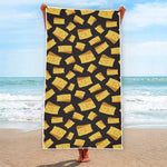 Black Cheese And Holes Pattern Print Beach Towel