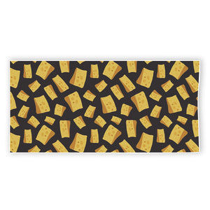 Black Cheese And Holes Pattern Print Beach Towel