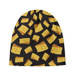 Black Cheese And Holes Pattern Print Beanie