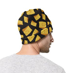 Black Cheese And Holes Pattern Print Beanie