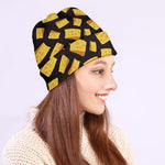 Black Cheese And Holes Pattern Print Beanie