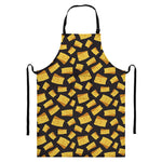 Black Cheese And Holes Pattern Print Bib Apron With Pocket