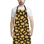 Black Cheese And Holes Pattern Print Bib Apron With Pocket