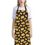 Black Cheese And Holes Pattern Print Bib Apron With Pocket