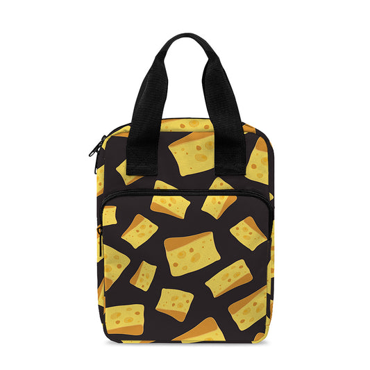 Black Cheese And Holes Pattern Print Bible Tote Bag