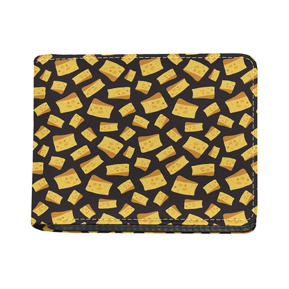 Black Cheese And Holes Pattern Print Bifold Wallet
