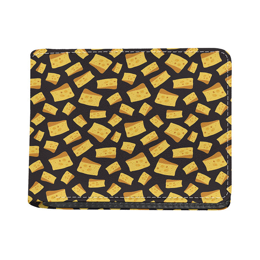 Black Cheese And Holes Pattern Print Bifold Wallet