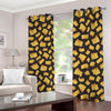 Black Cheese And Holes Pattern Print Blackout Grommet Curtains