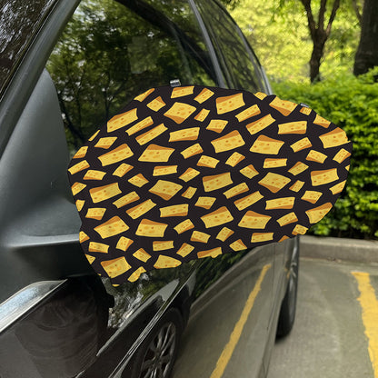 Black Cheese And Holes Pattern Print Car Side Mirror Covers