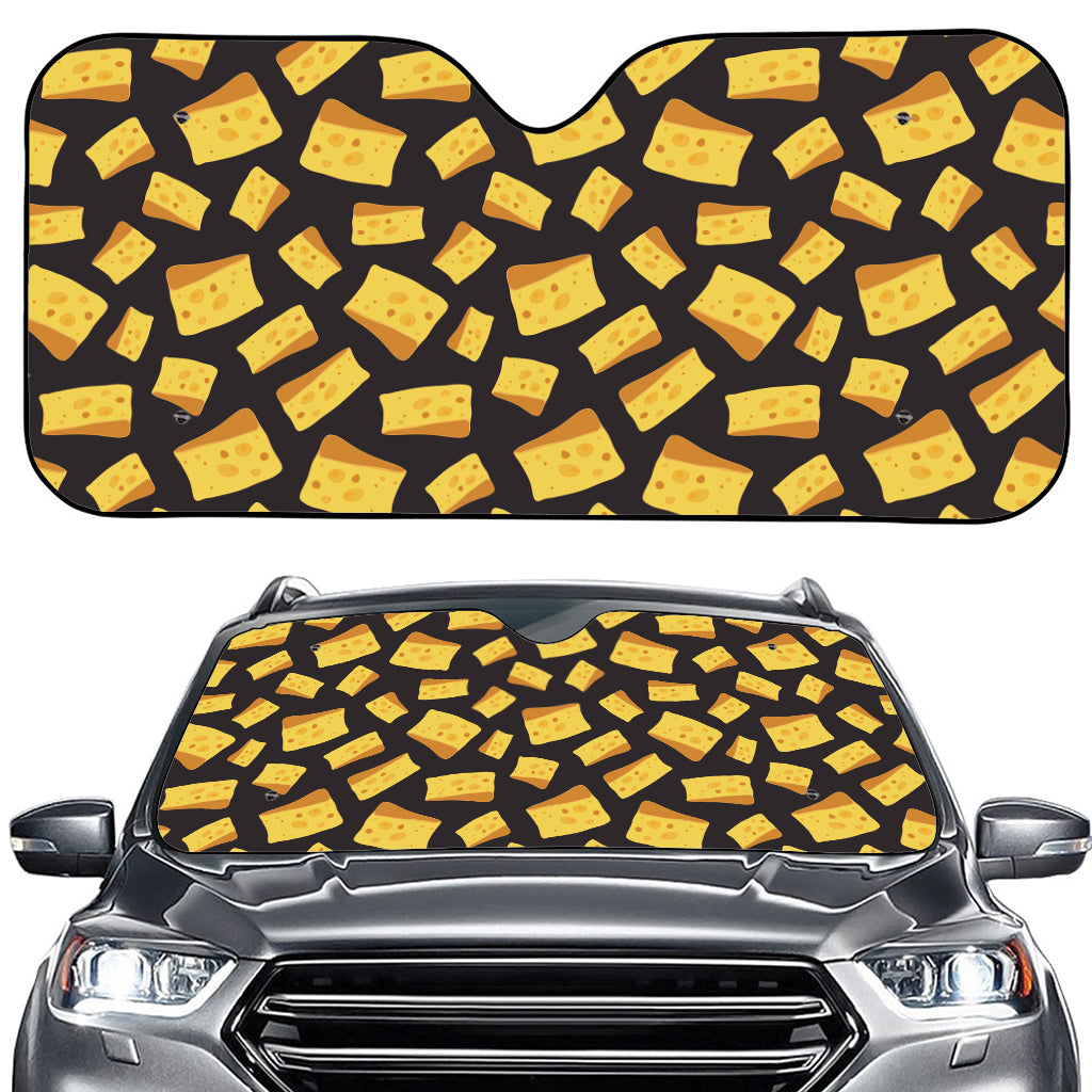 Black Cheese And Holes Pattern Print Car Windshield Sun Shade