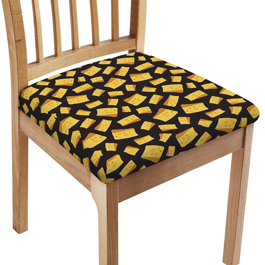Black Cheese And Holes Pattern Print Chair Cushion Cover