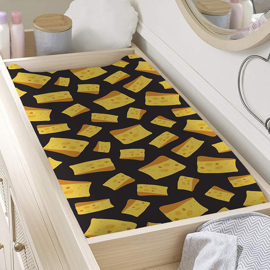 Black Cheese And Holes Pattern Print Changing Pad Cover