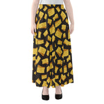 Black Cheese And Holes Pattern Print Chiffon Maxi Skirt