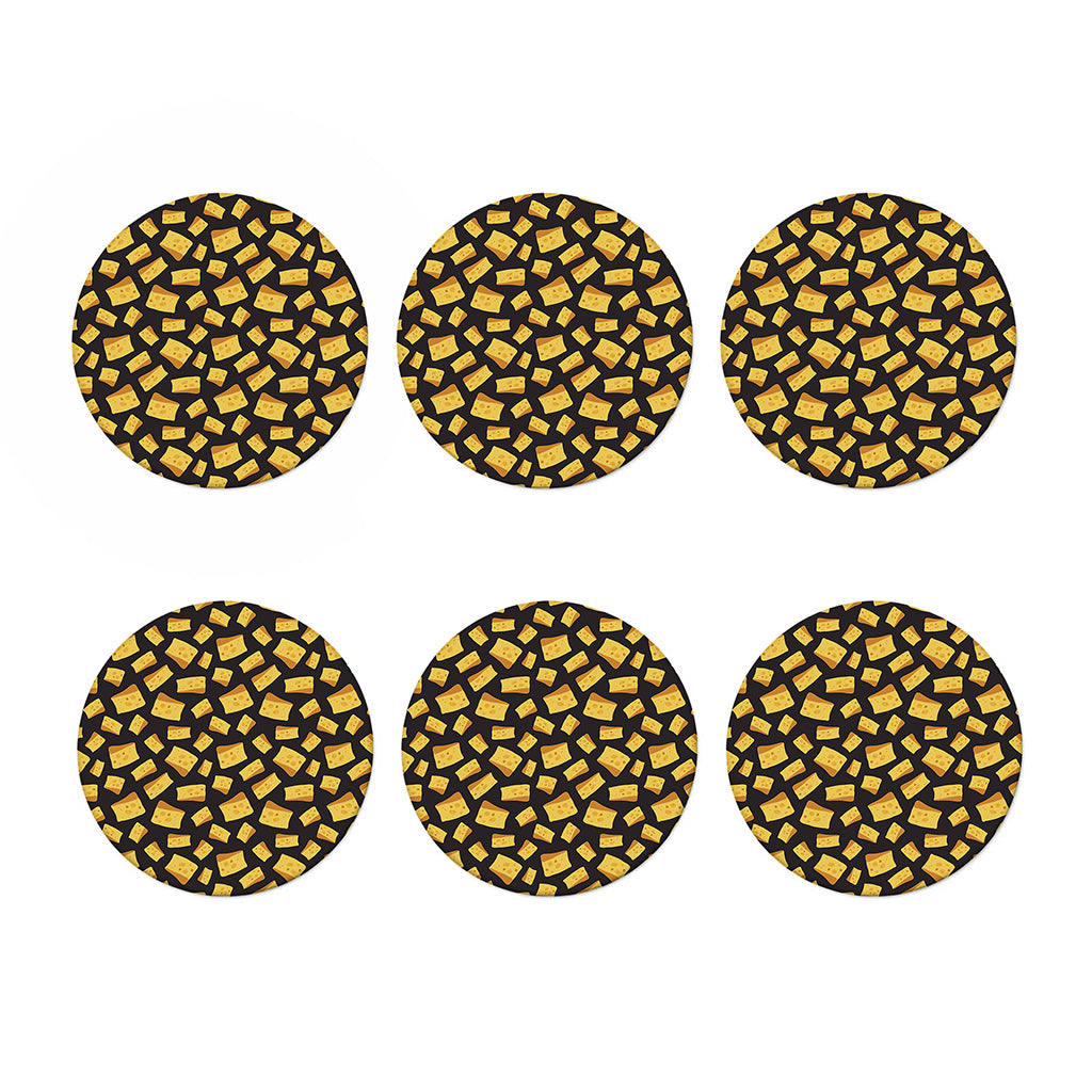 Black Cheese And Holes Pattern Print Coaster Set