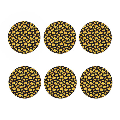 Black Cheese And Holes Pattern Print Coaster Set