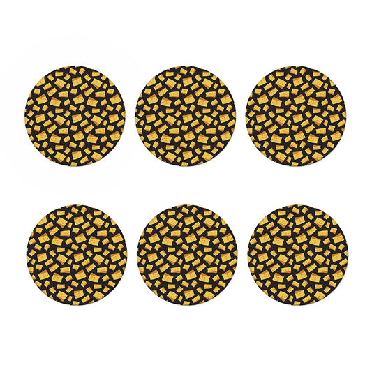 Black Cheese And Holes Pattern Print Coaster Set