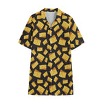 Black Cheese And Holes Pattern Print Cotton Hawaiian Shirt