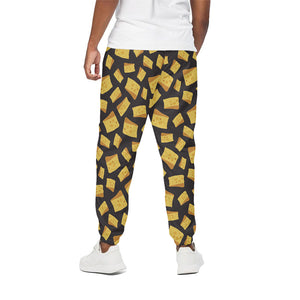 Black Cheese And Holes Pattern Print Cotton Pants