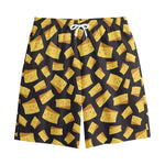 Black Cheese And Holes Pattern Print Cotton Shorts