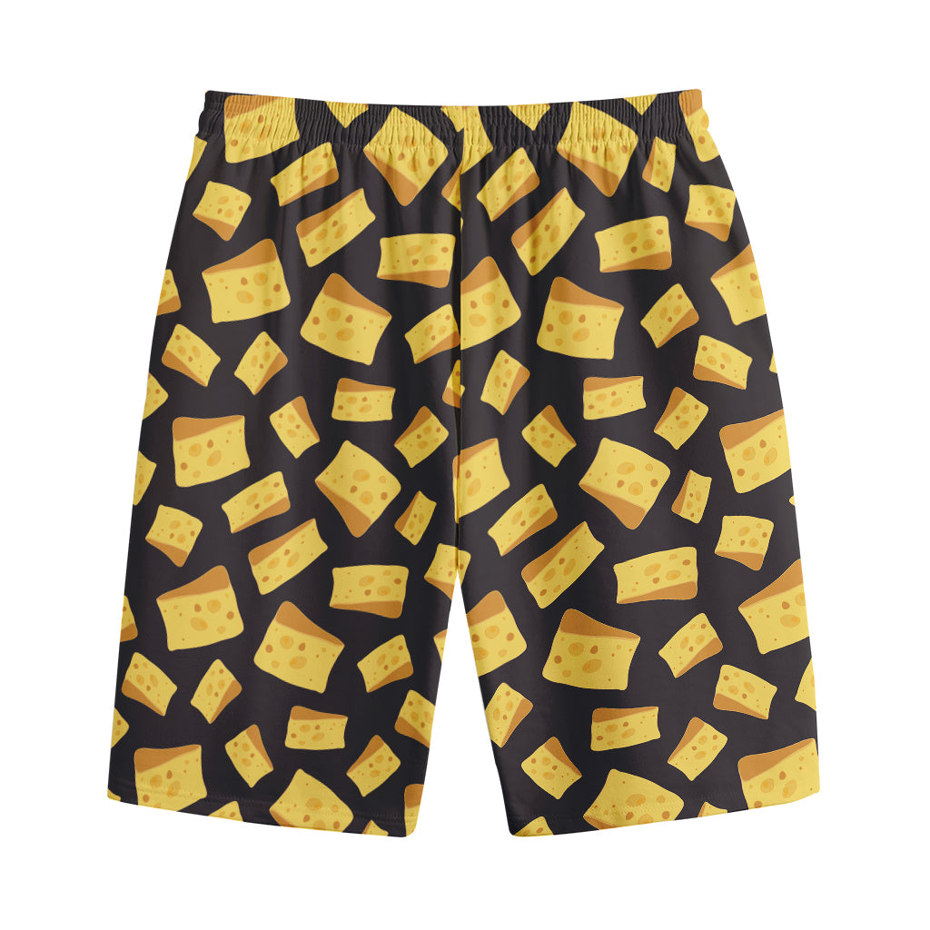 Black Cheese And Holes Pattern Print Cotton Shorts