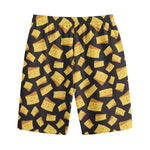 Black Cheese And Holes Pattern Print Cotton Shorts