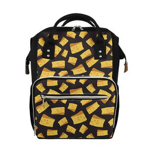 Black Cheese And Holes Pattern Print Diaper Bag