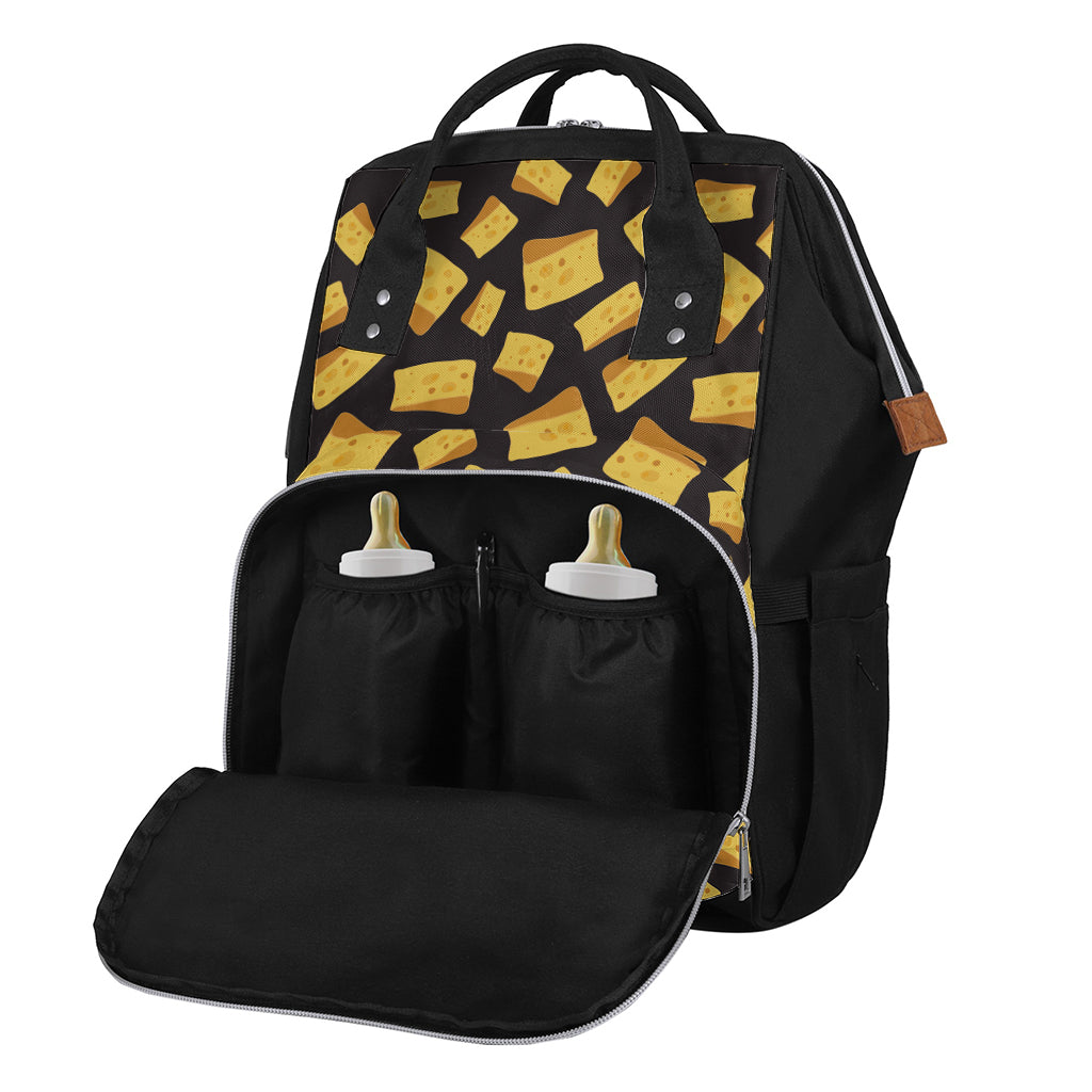 Black Cheese And Holes Pattern Print Diaper Bag