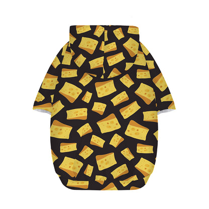 Black Cheese And Holes Pattern Print Dog Zip Up Hoodie