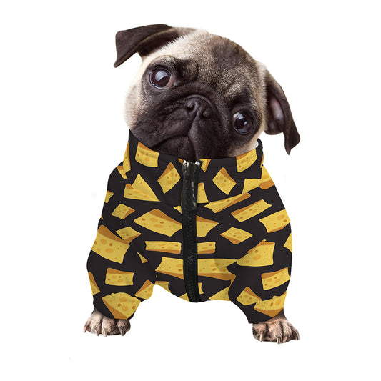 Black Cheese And Holes Pattern Print Dog Zip Up Jacket