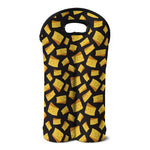 Black Cheese And Holes Pattern Print Double Neoprene Wine Tote