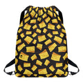 Black Cheese And Holes Pattern Print Drawstring Backpack