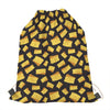 Black Cheese And Holes Pattern Print Drawstring Bag