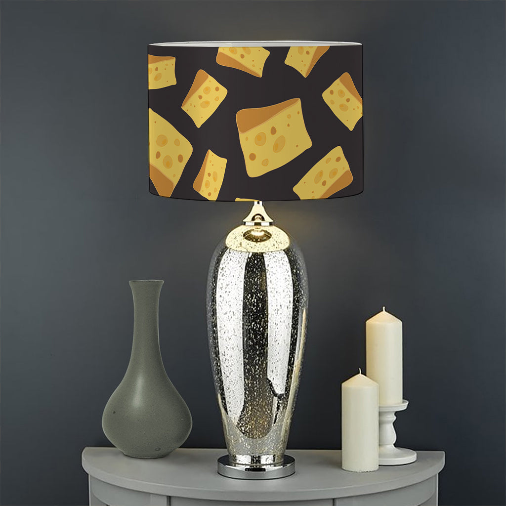 Black Cheese And Holes Pattern Print Drum Lamp Shade