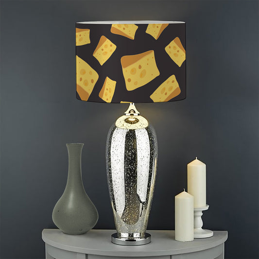 Black Cheese And Holes Pattern Print Drum Lamp Shade