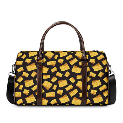 Black Cheese And Holes Pattern Print Duffle Bag