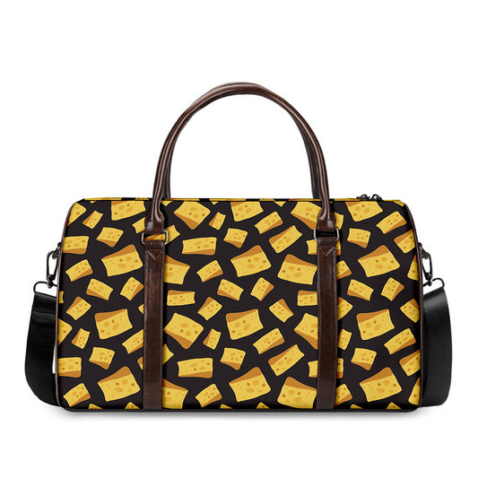 Black Cheese And Holes Pattern Print Duffle Bag