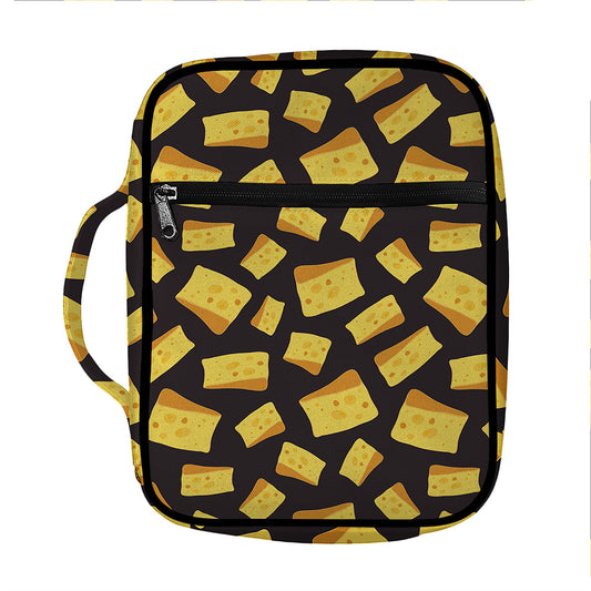 Black Cheese And Holes Pattern Print Front Pocket Bible Bag