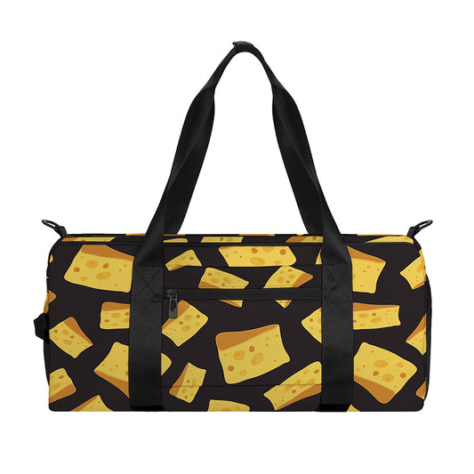 Black Cheese And Holes Pattern Print Gym Bag