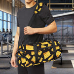 Black Cheese And Holes Pattern Print Gym Bag