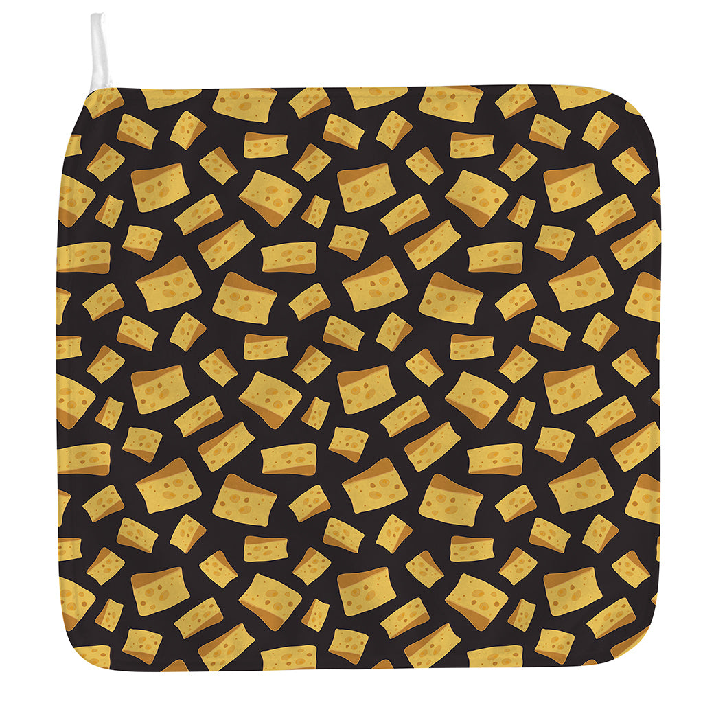 Black Cheese And Holes Pattern Print Hand Towel