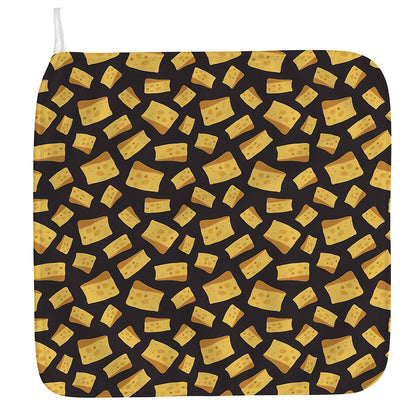 Black Cheese And Holes Pattern Print Hand Towel