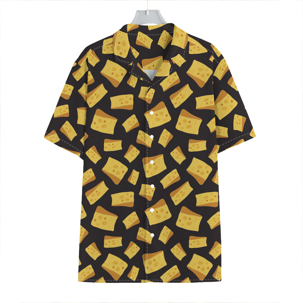 Black Cheese And Holes Pattern Print Hawaiian Shirt