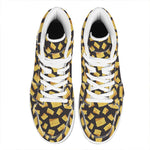 Black Cheese And Holes Pattern Print High Top Leather Sneakers